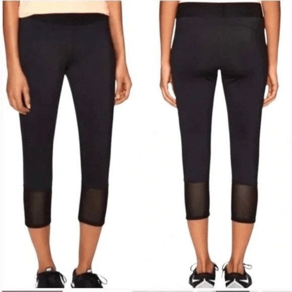 Athleta Derek Lam 10C Black Cropped Mesh Leggings - Picture 1 of 7